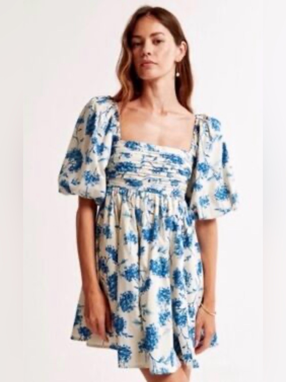 NWT Abercrombie & Fitch Emerson Dress  Blue Floral Print MT garden party boh